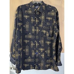 Phat Farm Denim Co. LS Button Up XL All Over Print Hip Hop Y2K 90's